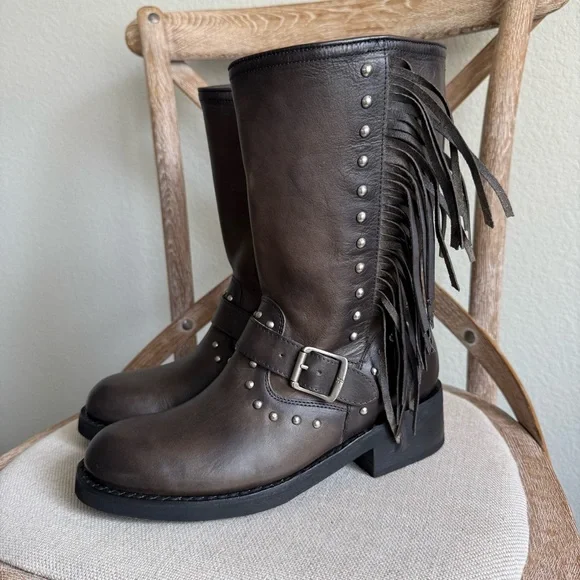 Frye Viv Fringe Engineer Boots - Picture 2 of 9